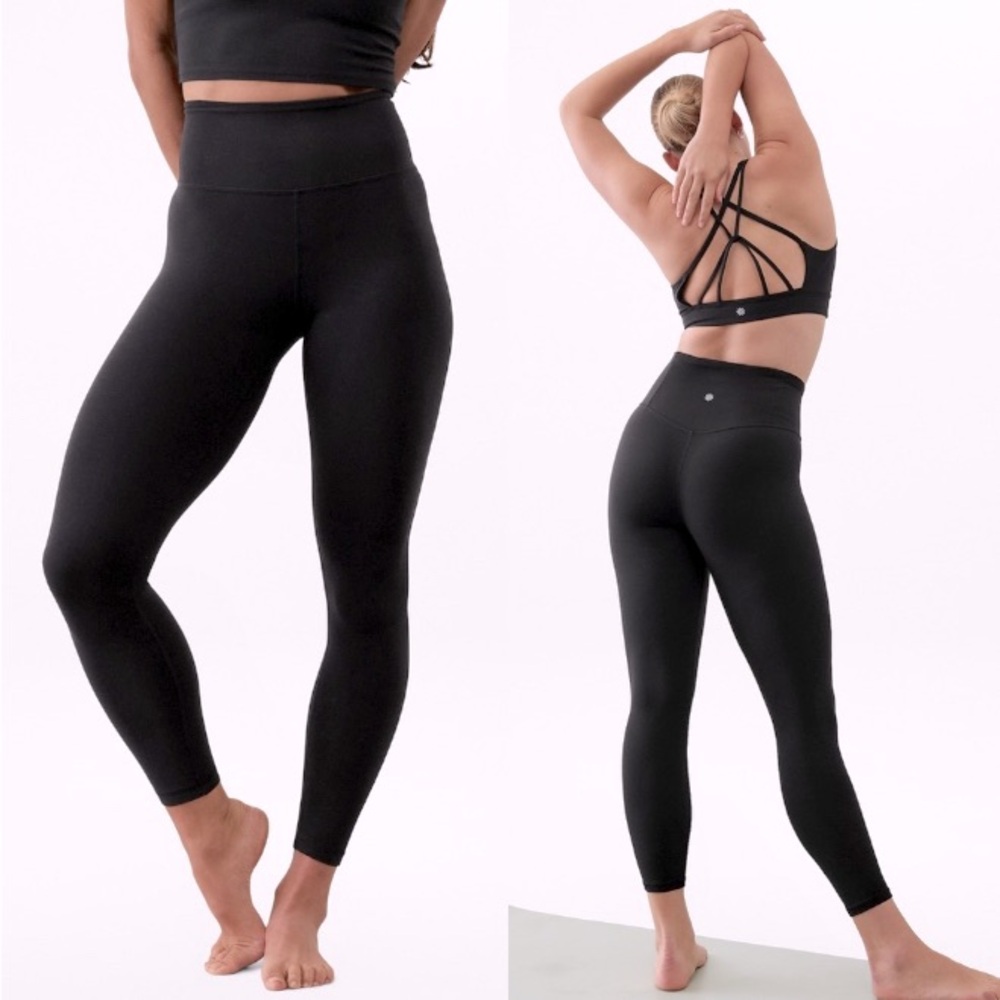 ATHLETA ULTRA HIGH RISE ELATION BLACK FULL LENGTH WORKOUT LEGGINGS EUC WORN 2X S